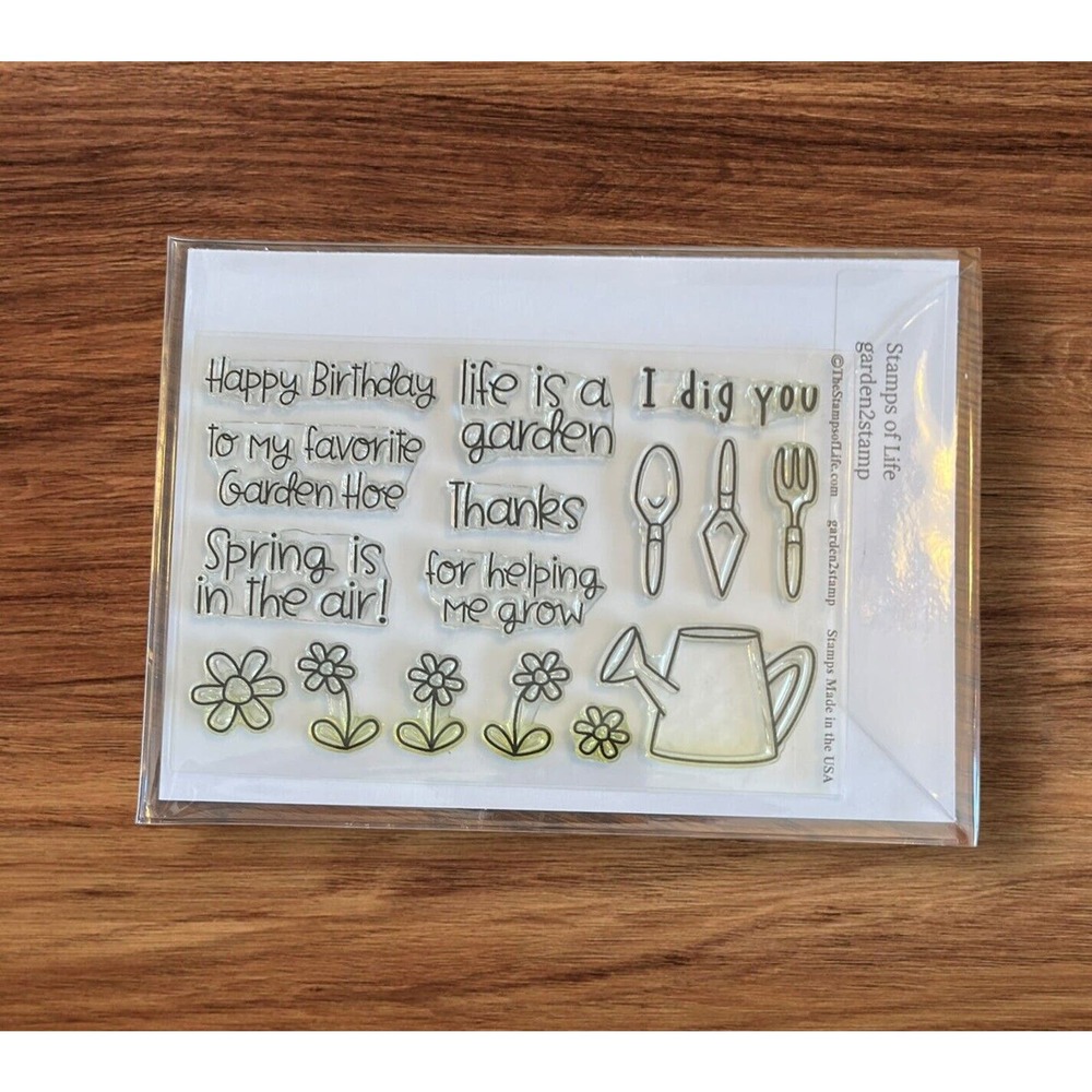 The Stamps of Life Garden2Stamp Garden Flowers Watering Can Spring I Dig You